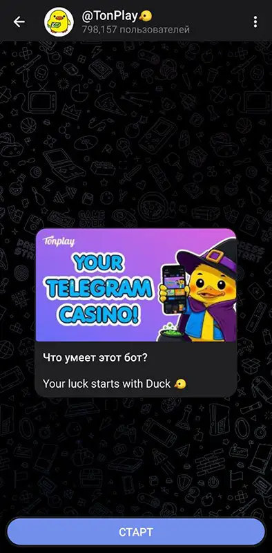 Запуск бота TonPlay в Telegram